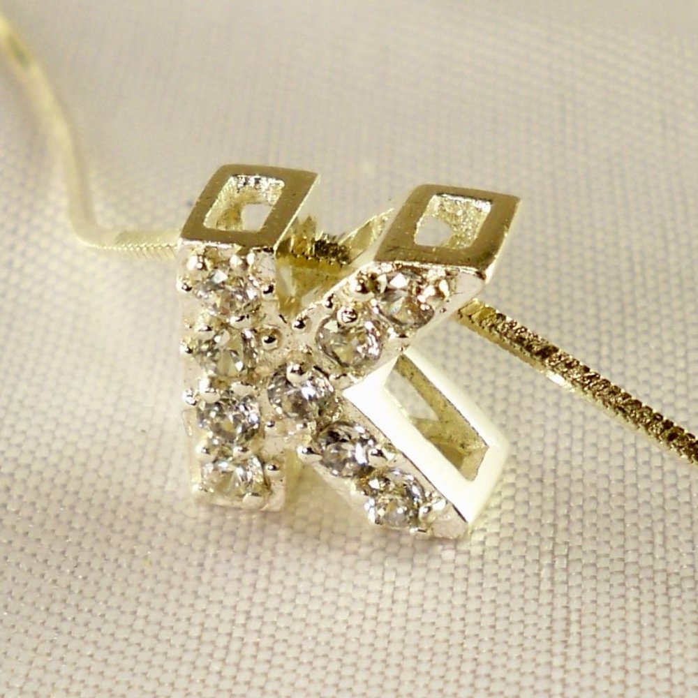 NEW Letter K Cubic Zirconias Silver Designer Necklace